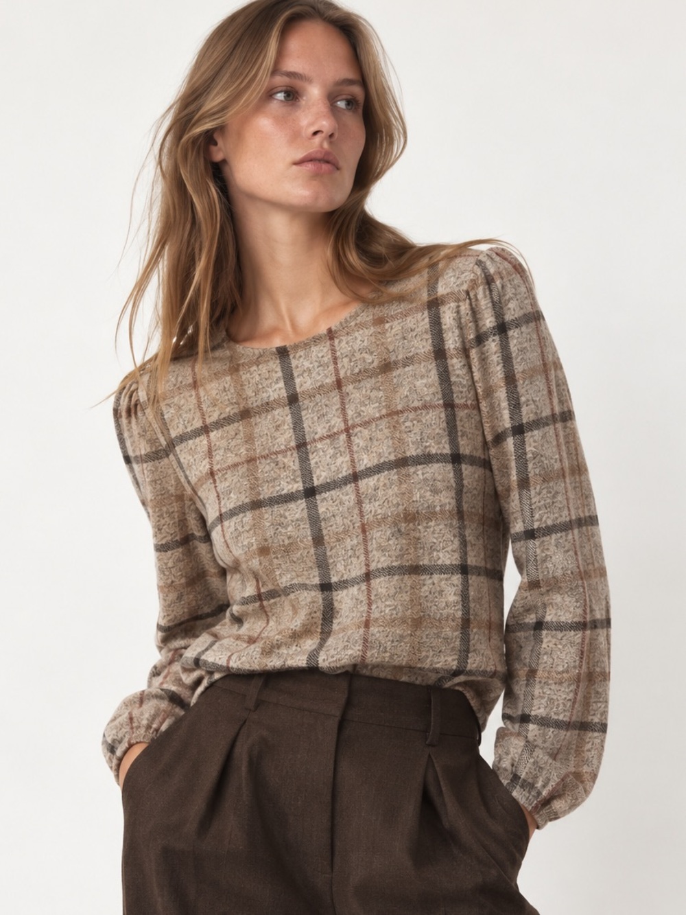 Contemporaine Simons Plaid Top
